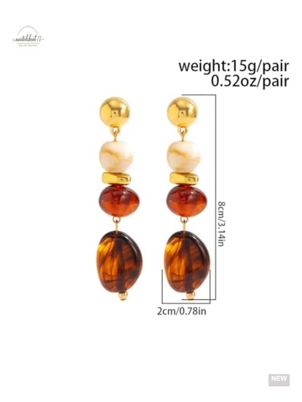 Chunky Resin Dangle Earrings Vintage Geometric Statement Jewelry